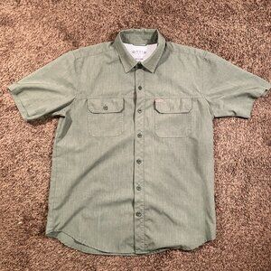 Orvis Shirt Olive Green Short Sleeve Button Down Fish Outdoor Lightweight Medium
